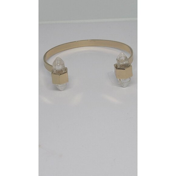 Double pointed Hexagon Crystal Gold Tone Bangle Bracelet - Picture 1 of 4